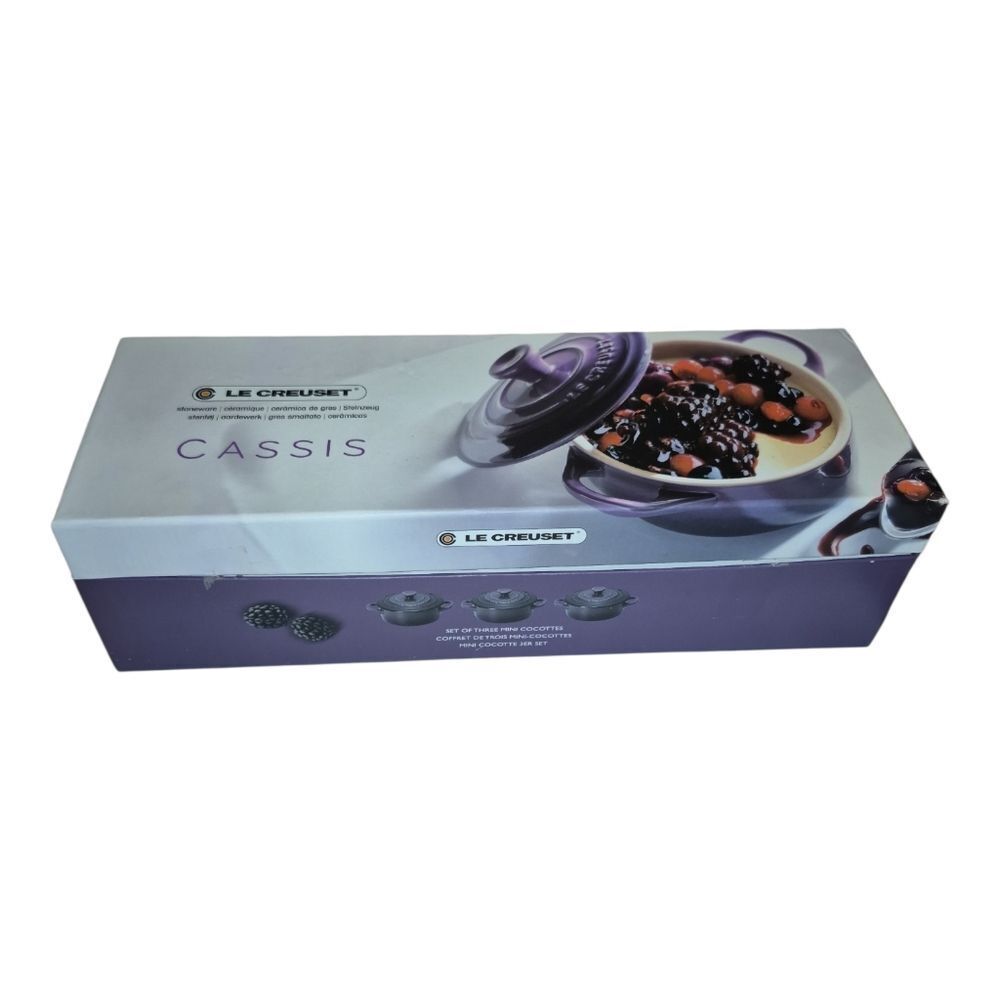 Le Creuset Cassis Ceramic Set Of 3 Mini cocotte New Box